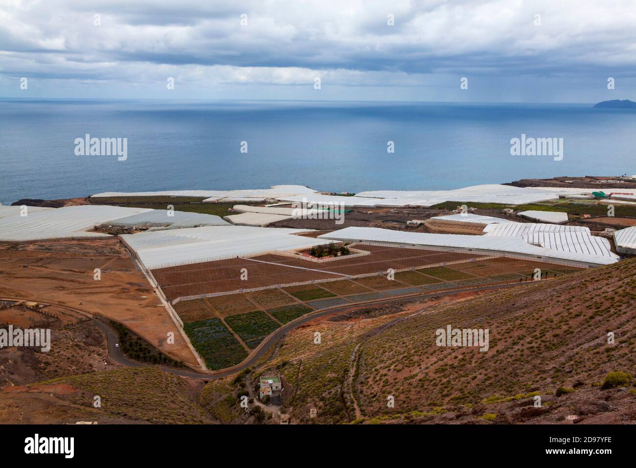 Greenhouses landscape in Gran Canaria - Stock Image