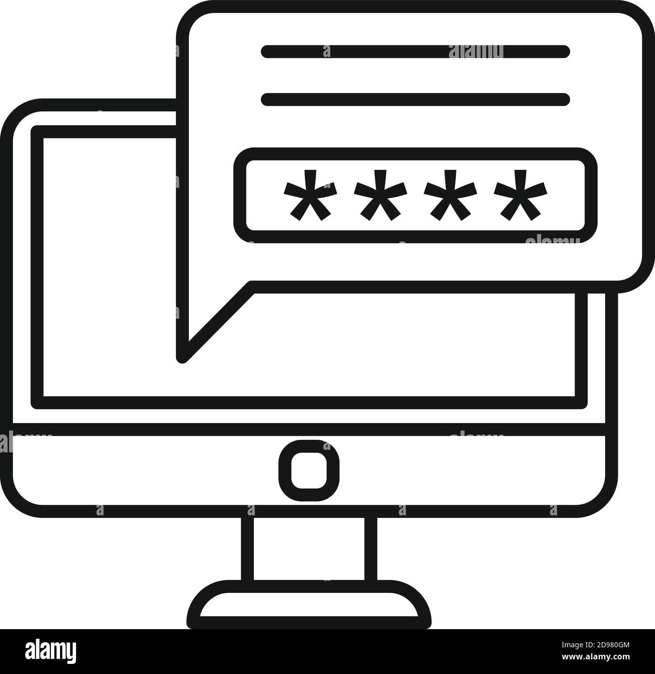 Secured computer password icon, outline style Stock Vector Image & Art ...