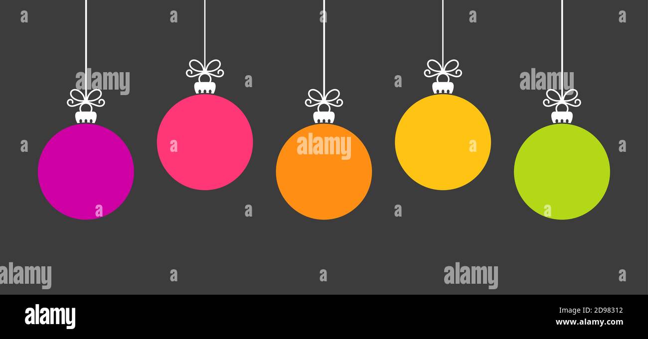 Christmas hanging colorful baubles ornaments. Vector illustration Stock ...
