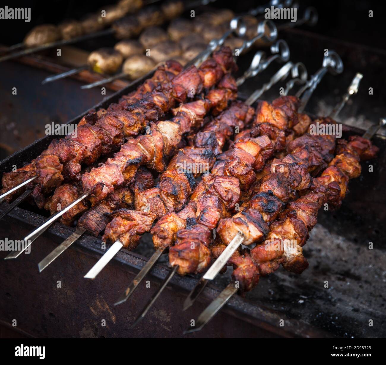 Shish kebab of the pork with the mix of spices Stock Photo - Alamy