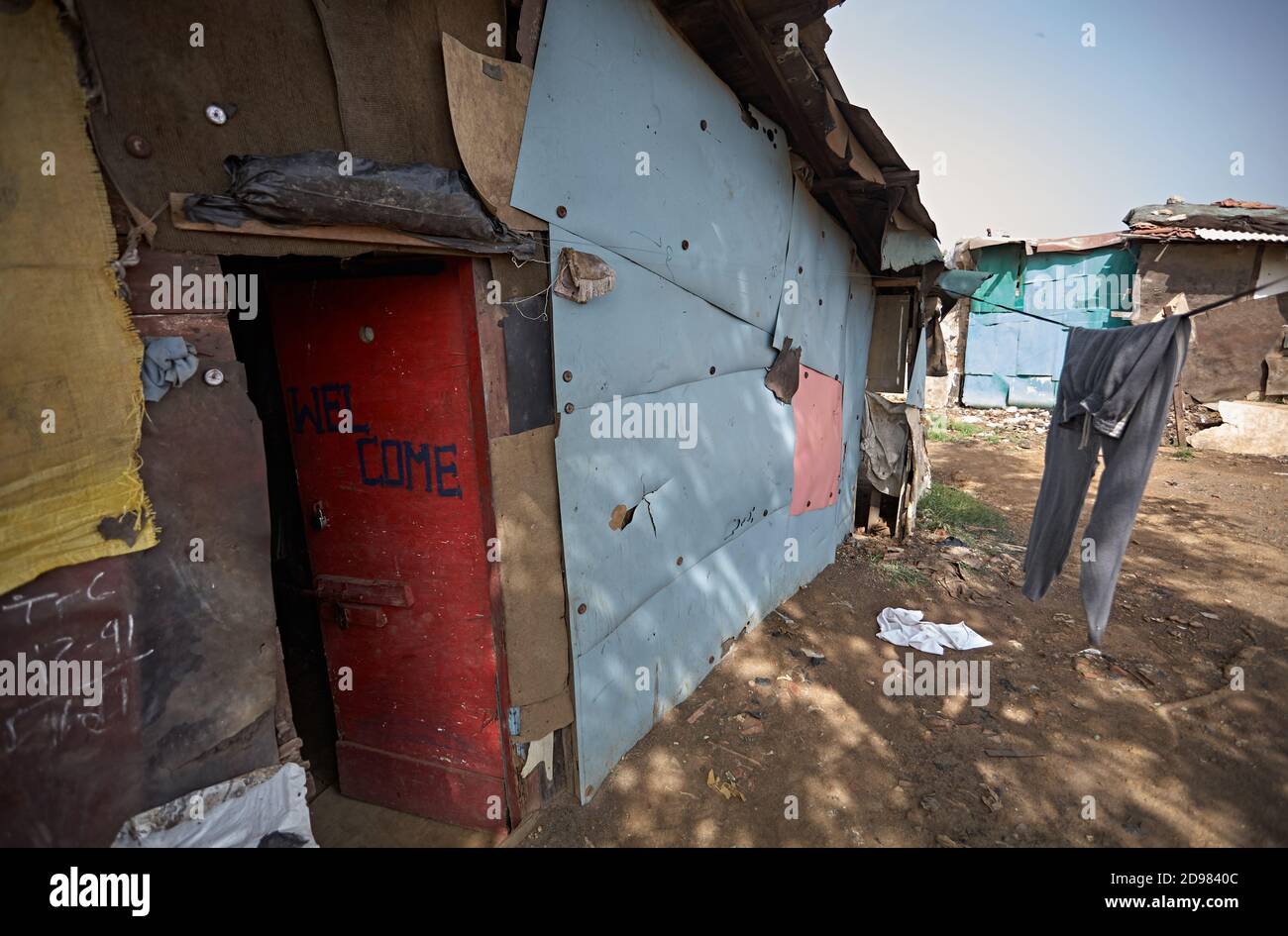 Alang, India, September 2008. View of the slum houses of shipbreaking workers. Stock Photo