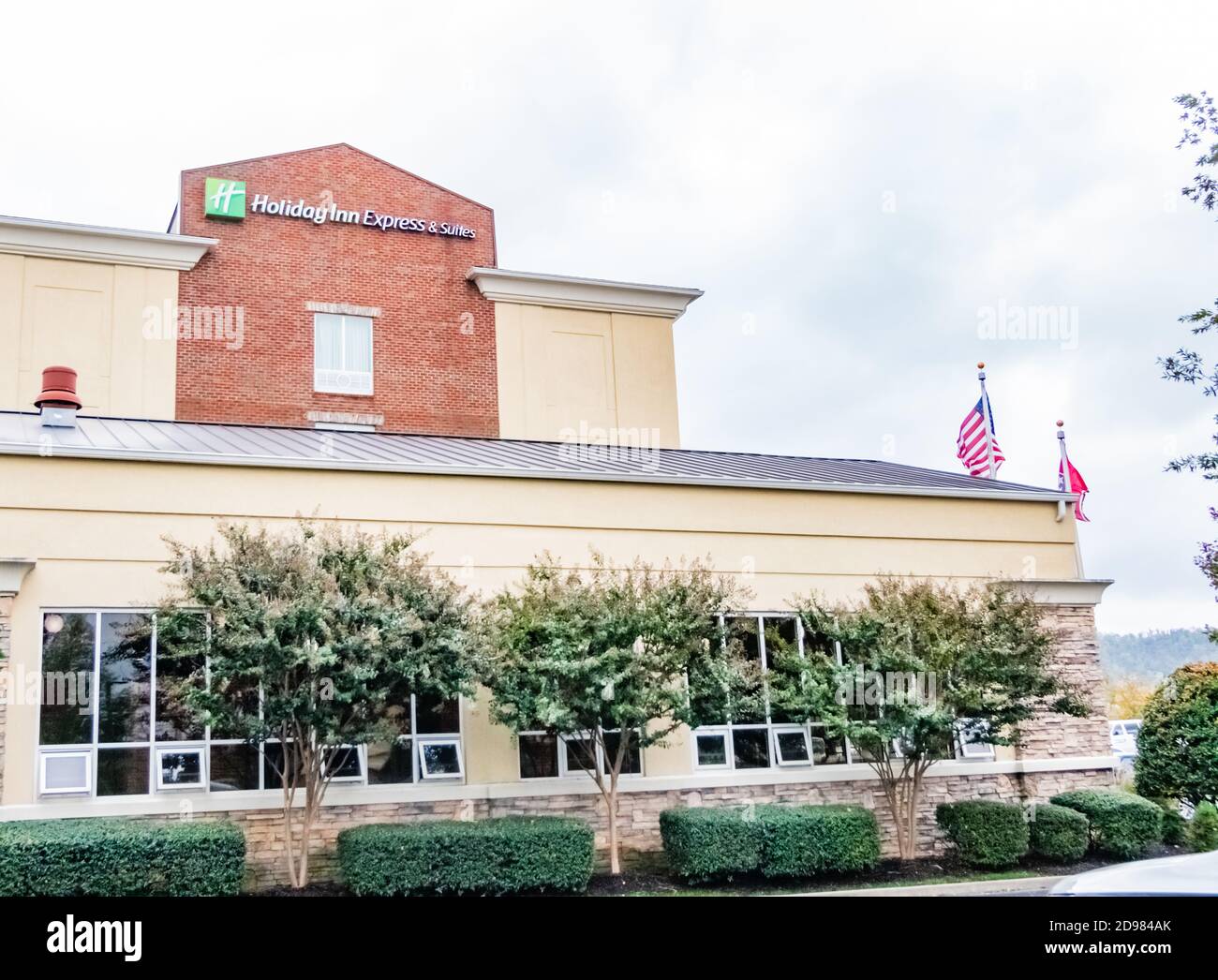 Holiday Inn exterior view with a focus on the Holiday Inn signage Stock