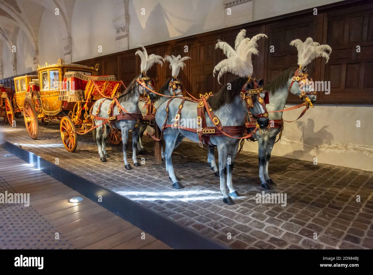 Versailles, France - August 28, 2019 : Gallery of Coaches is a free museum located next to the Castle of Versailles, with lots of old carriages to see Stock Photo