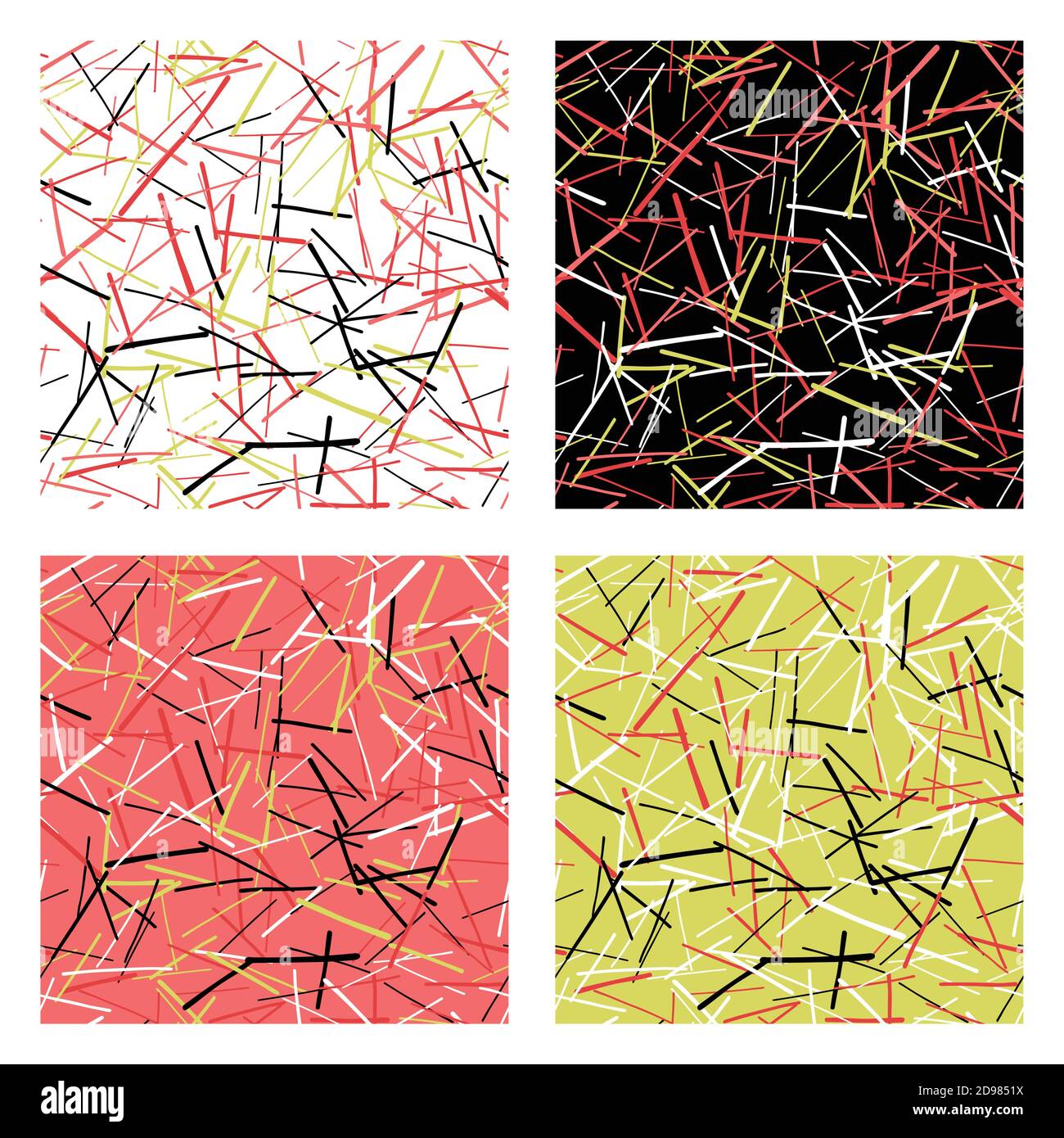 Vector abstract seamless pattern set. Texture background, colored, black and white lines, backgrounds. Stock Vector