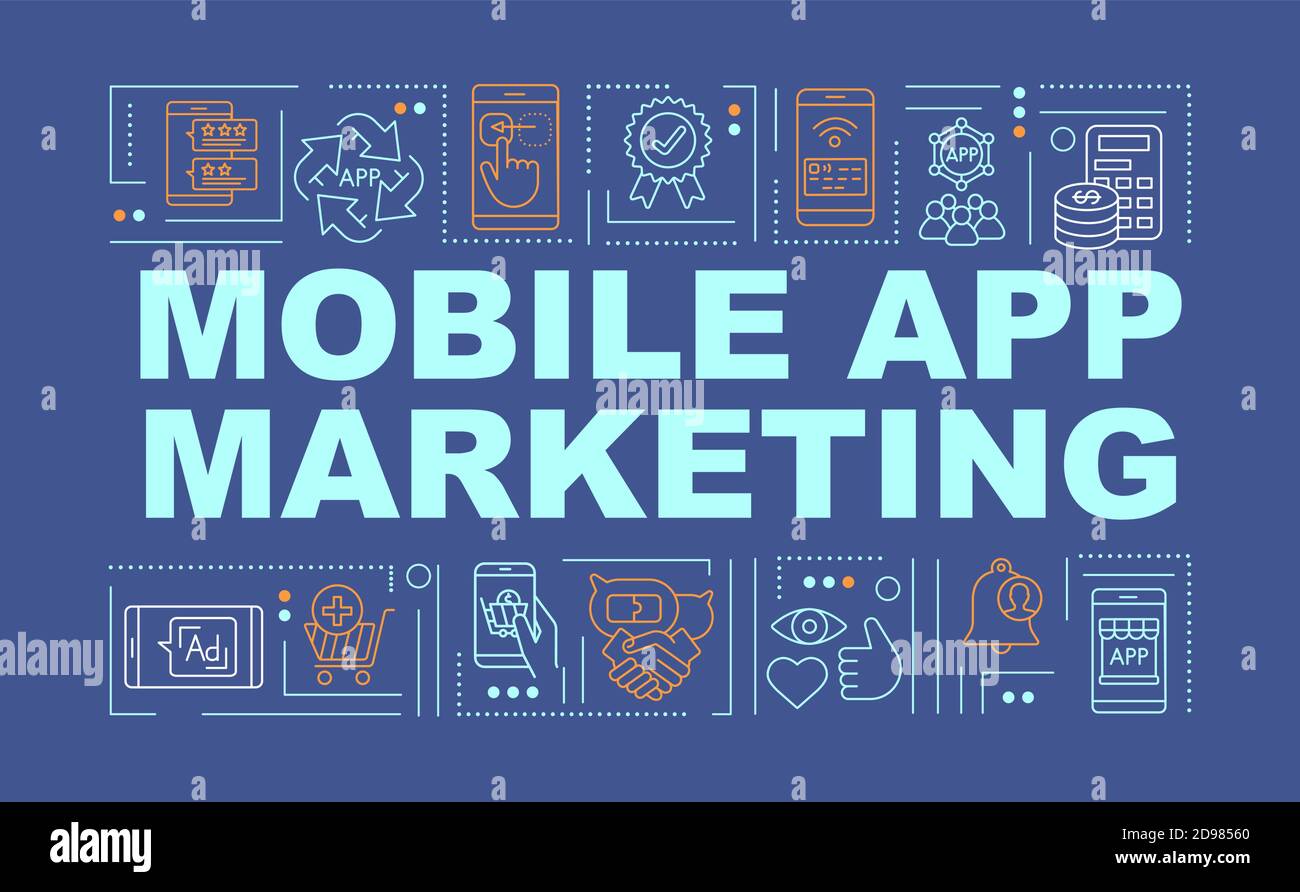 Mobile application marketing word concepts banner Stock Vector