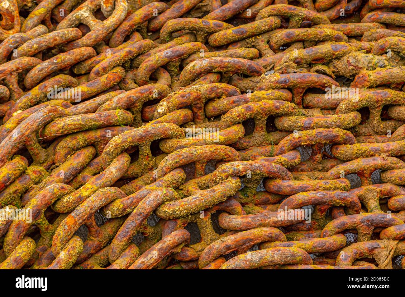 Old rusty anchor chain. Stock Photo