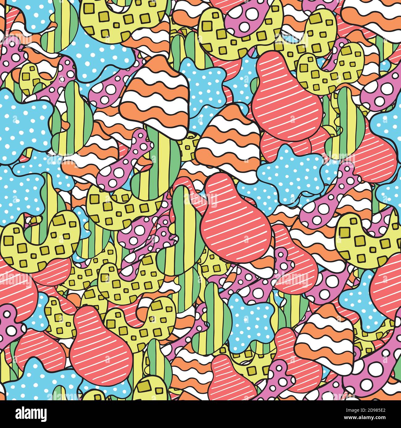 Vector abstract hand drawn seamless pattern. Texture background, colored shapes. Stock Vector