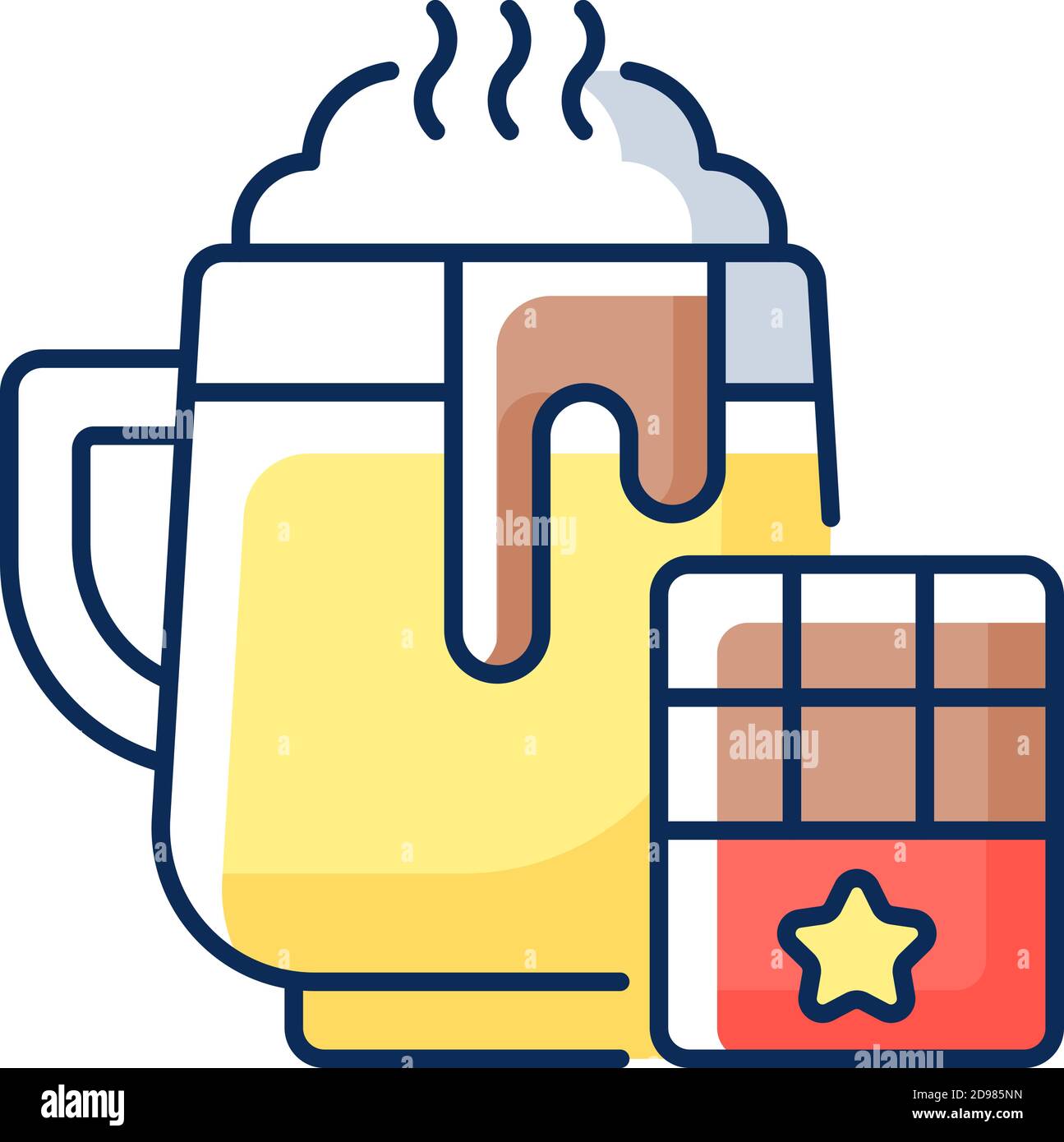 Hot chocolate RGB color icon Stock Vector