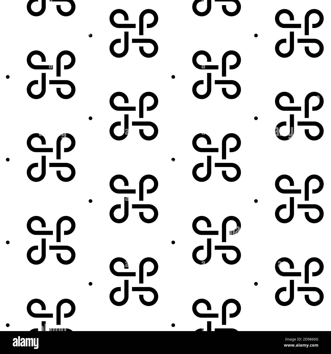 Seamless patterns Bowen knots in flat style on white background Stock Vector