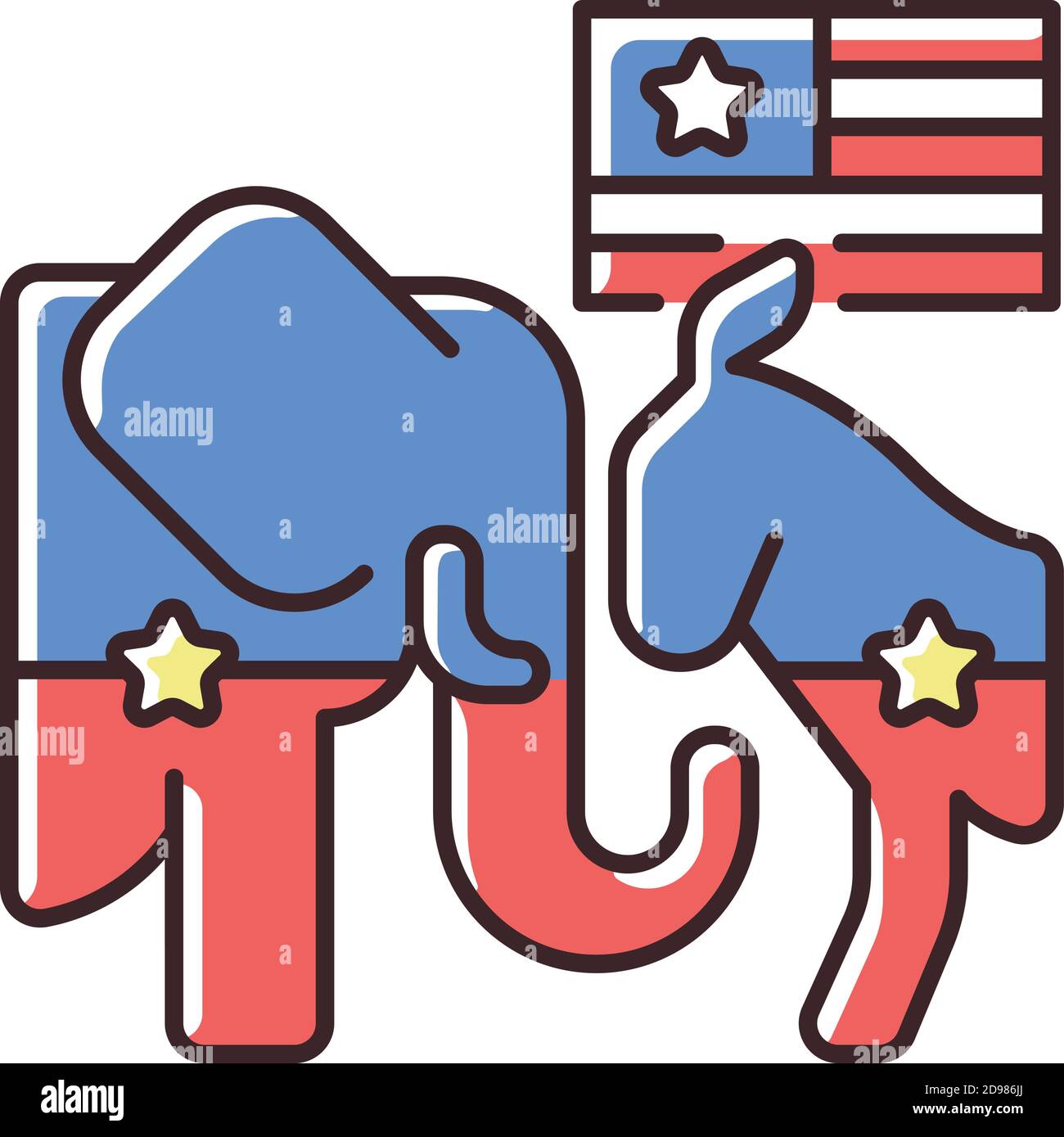 Democrats vs. Republicans RGB color icon Stock Vector