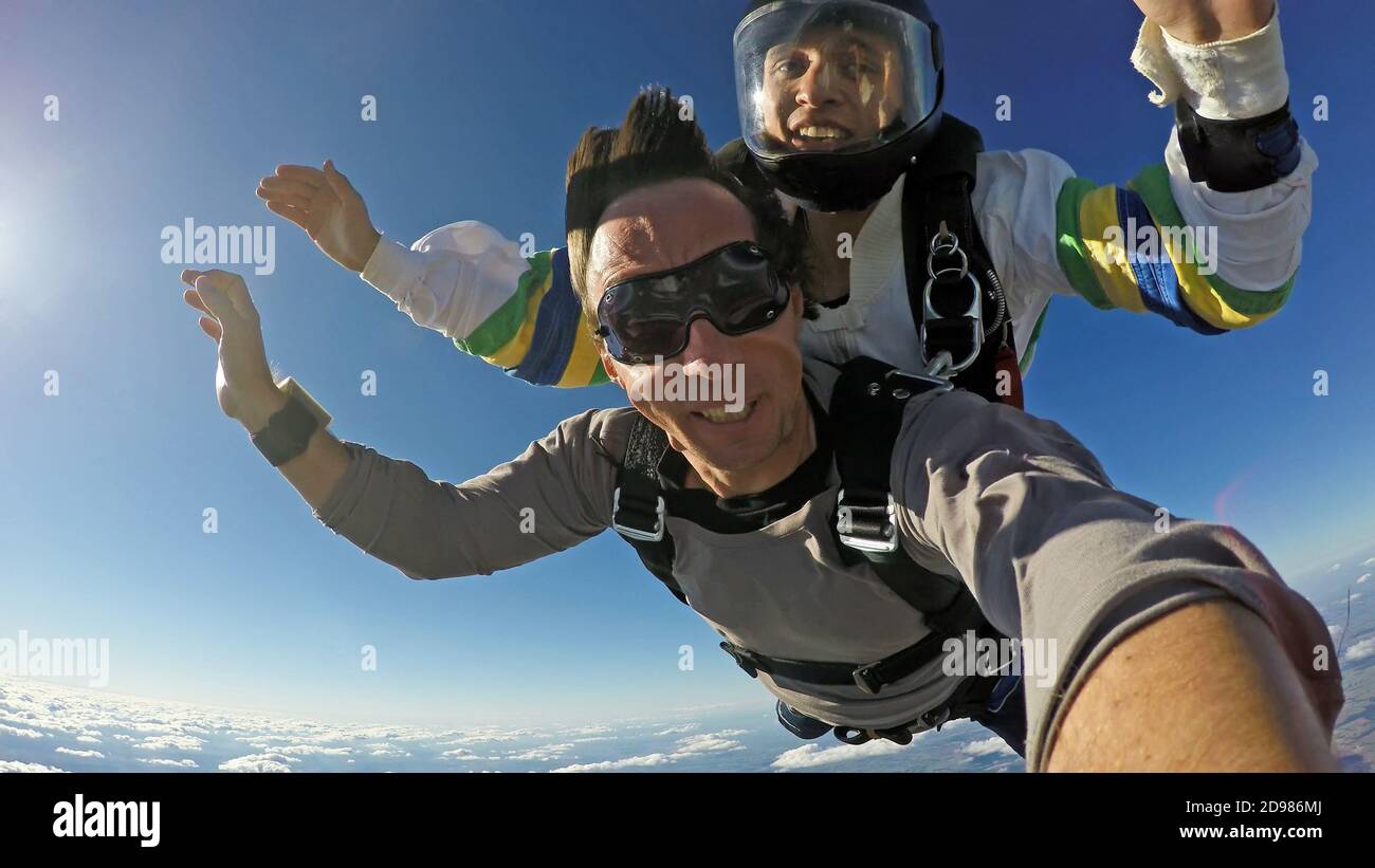 Selfie skydiving tandem Stock Photo - Alamy