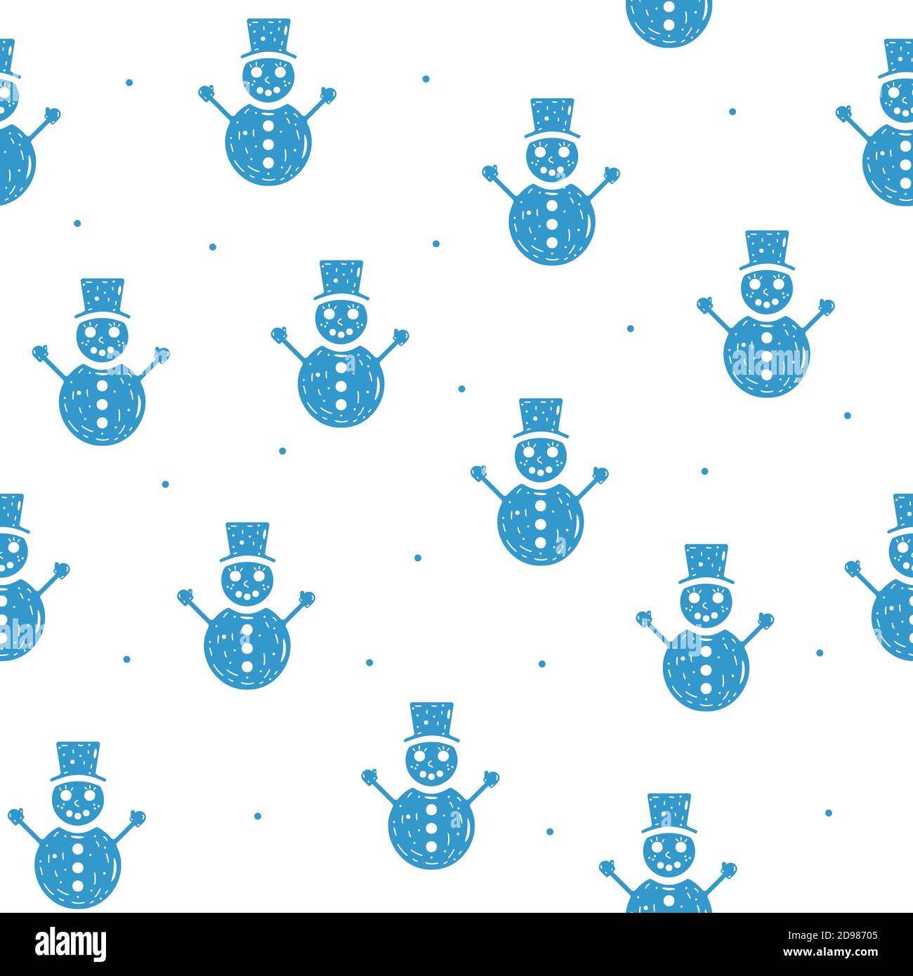 Seamless pattern of snowmen in flat style on a white background Stock ...