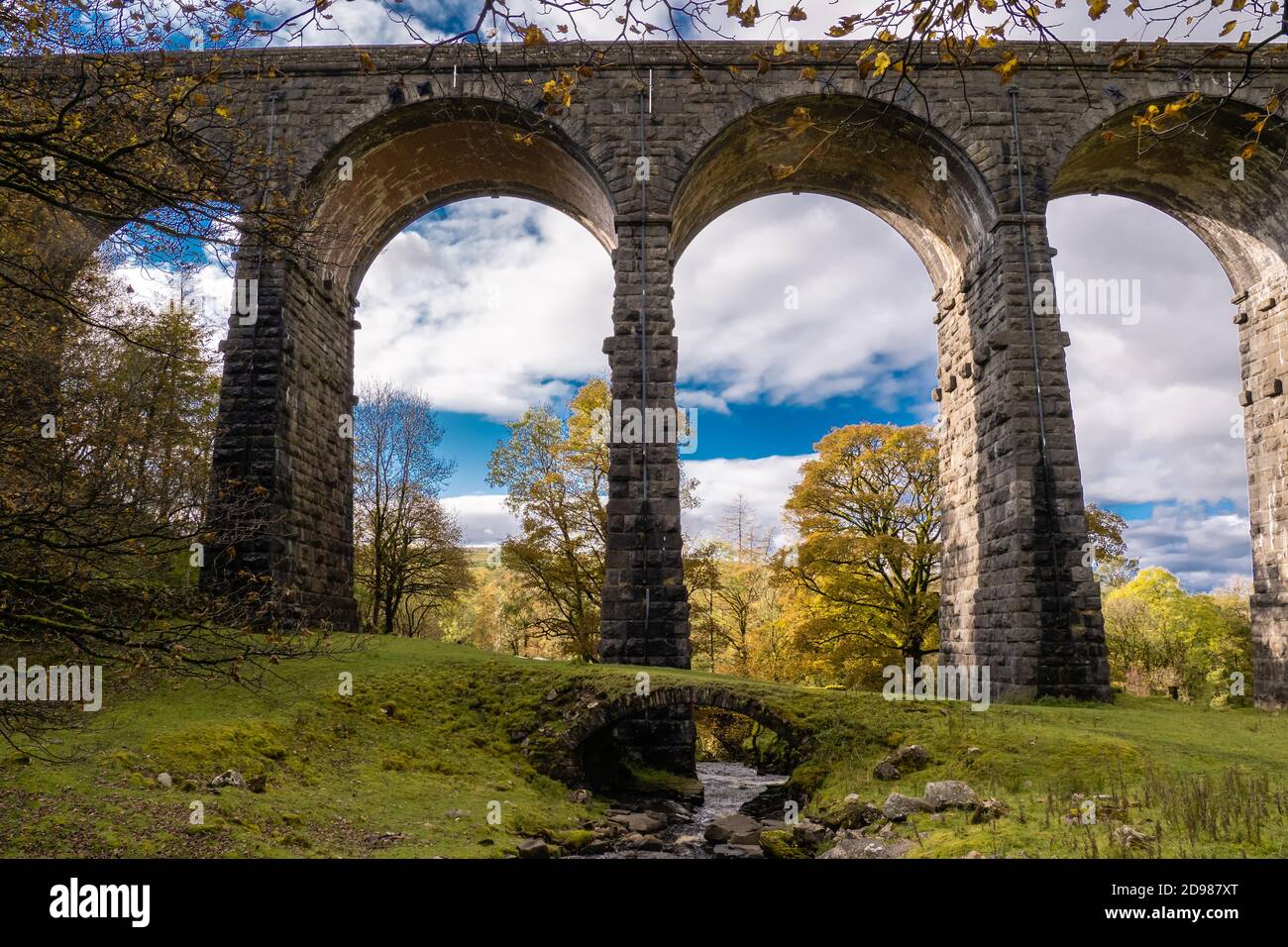 08.10.2020 Dent, Cumbria,  UK. Dent Head Viaduct is the next viaduct on the Settle-Carlisle Railway after Ribblehead Viaduct, going towards Carlisle. Stock Photo
