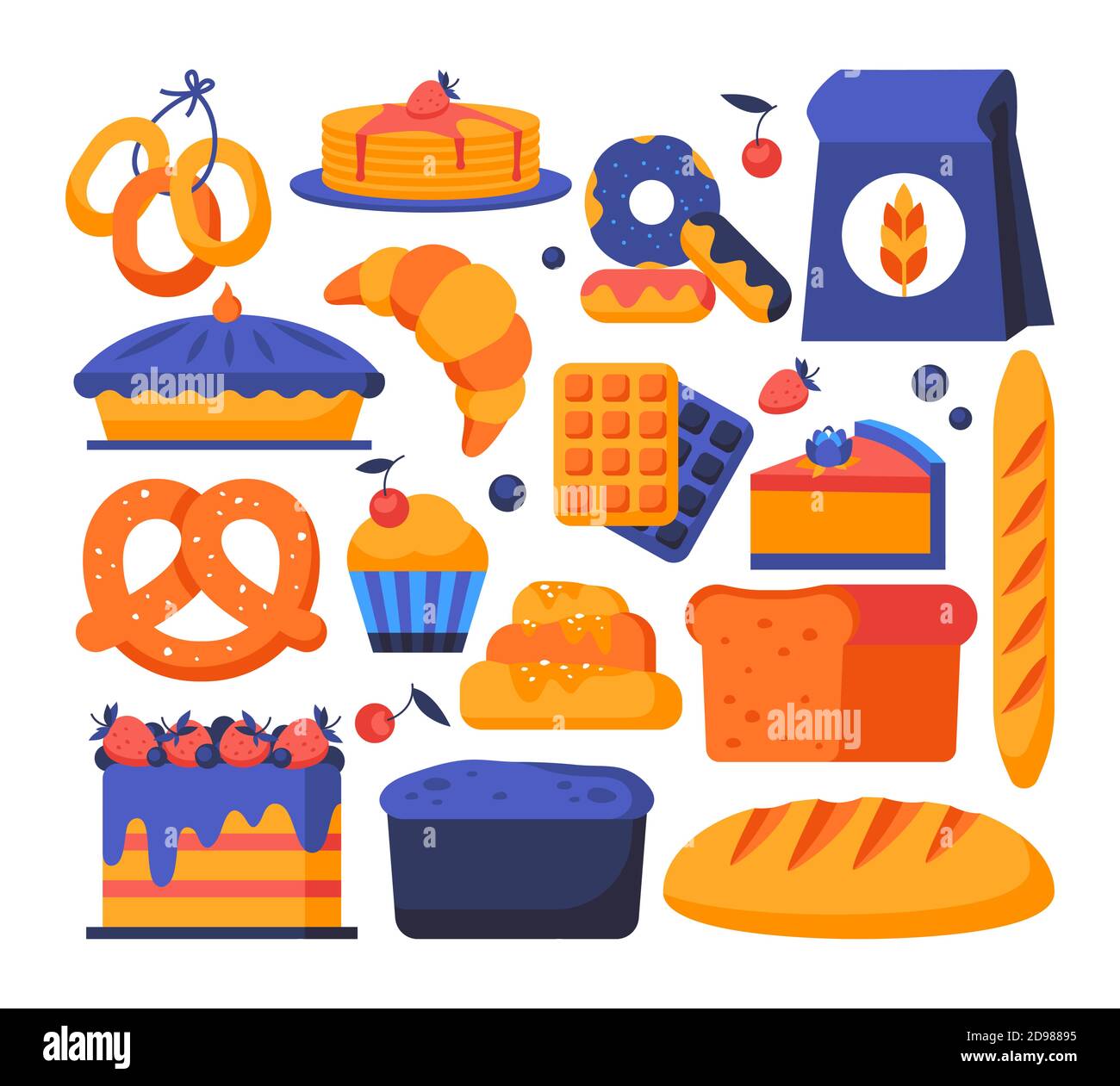 Bakery shop - set of flat design style elements Stock Vector Image ...