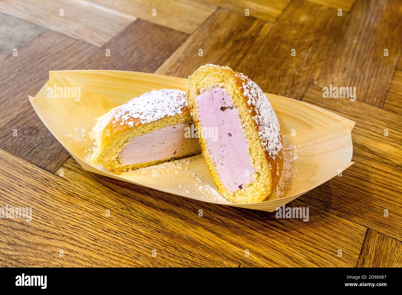 Ube Bilog ice cream sandwich at Mamasons Dirty Ice Cream, Chinatown