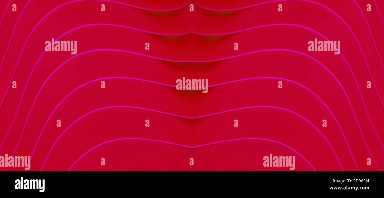 Vibrant color of ruby red with hot pink artistic curving lines for abstract background Stock Photo