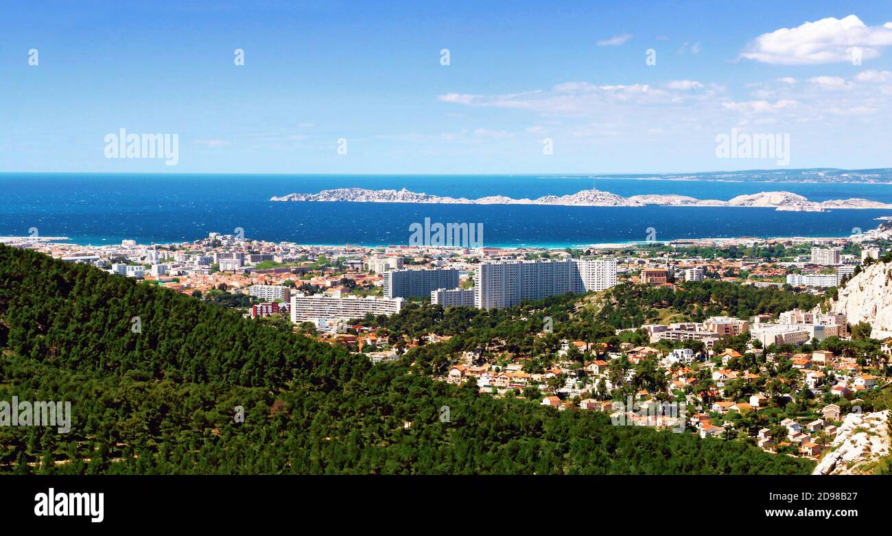 Marseille in the hollow of the hills Provence France Stock Photo