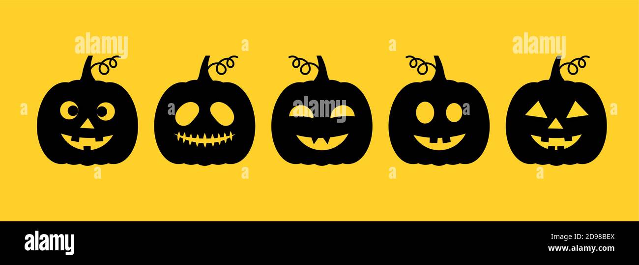 Halloween Jack O Lantern pumpkins collection. Vector illustration Stock ...