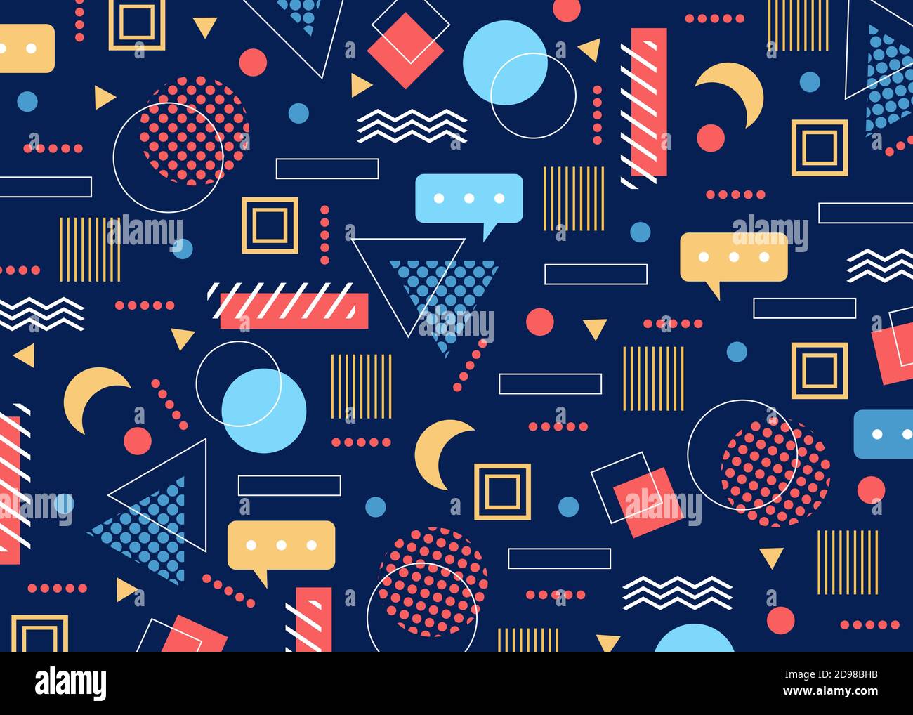https://c8.alamy.com/comp/2D98BHB/geometric-pattern-vector-illustration-abstract-modern-creative-geometry-design-with-elements-in-various-colors-geometric-trendy-shapes-and-lines-circles-triangles-squares-moon-on-blue-background-2D98BHB.jpg