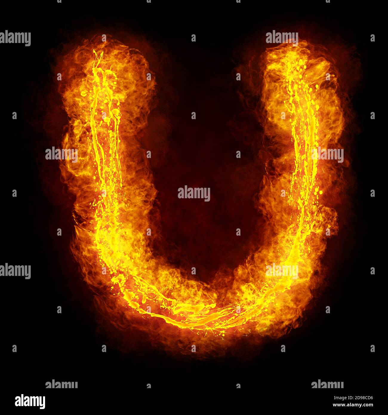 Fiery Font. Bright flamy font symbol. For writing words use Screen blending mode Stock Photo