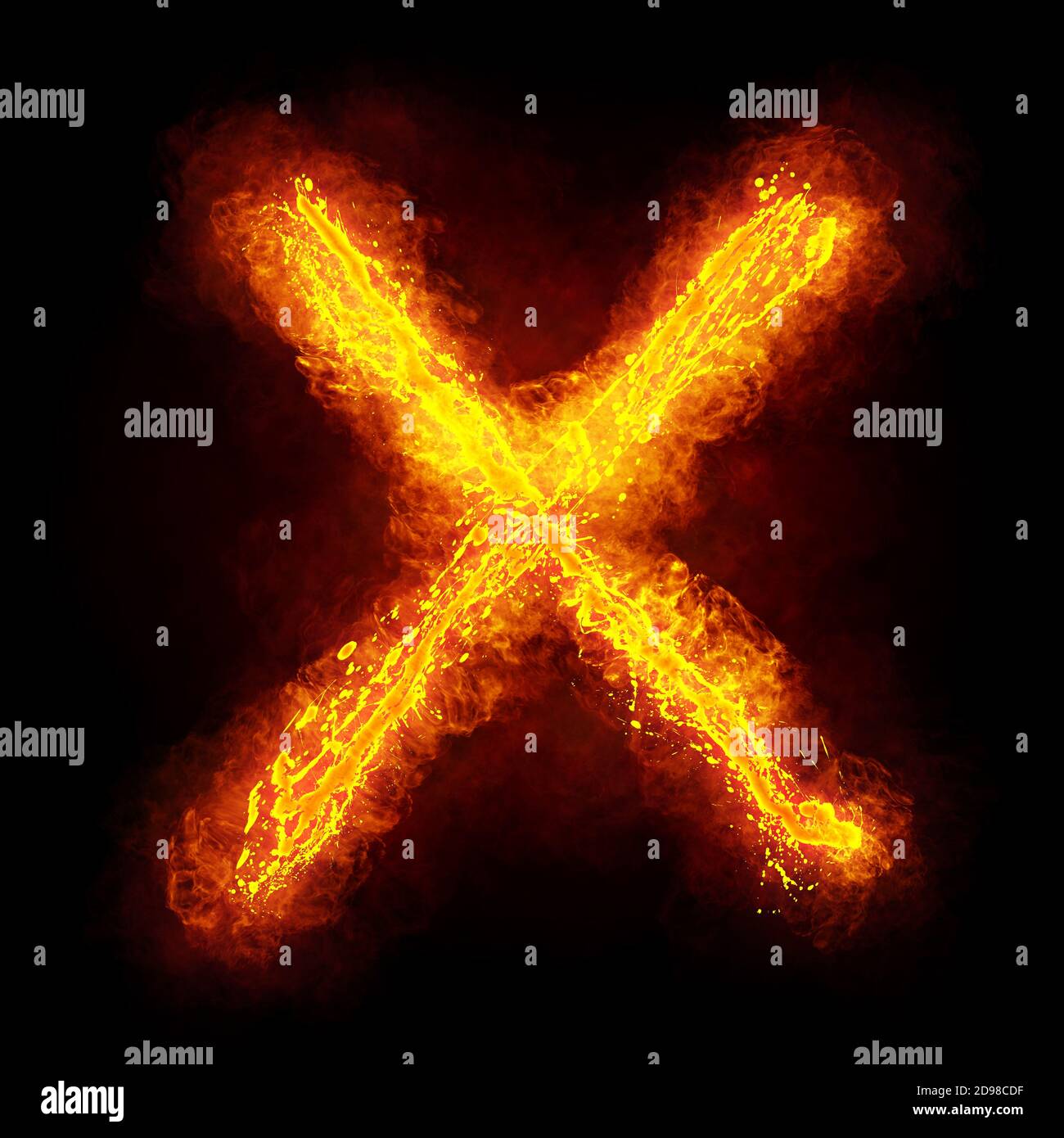 Fiery Font. Bright flamy font symbol. For writing words use Screen blending mode Stock Photo