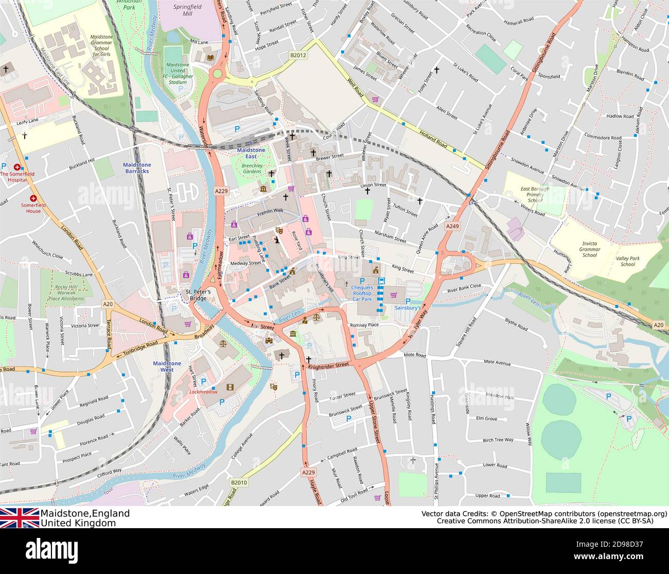 Maidstone Town Centre Map Maidstone,England,United Kingdom Stock Vector Image & Art - Alamy