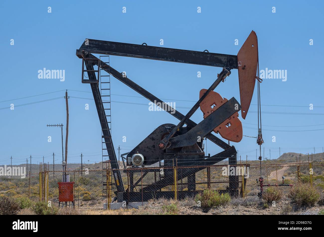 petroleum pump, Extraction pump in an oil field, Patagonia, Argentina Stock Photo