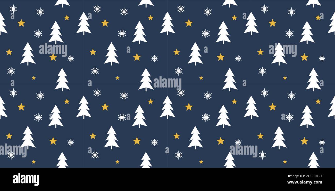 Christmas trees at winter night seamless pattern. Vector illustration ...