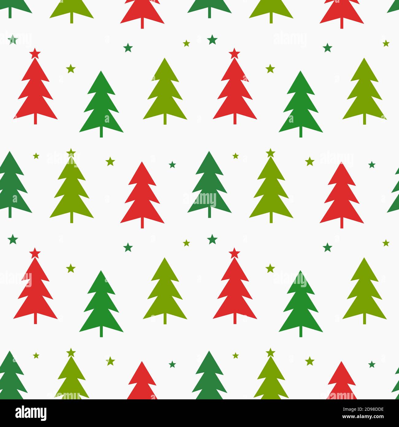Christmas trees red and green seamless pattern. Vector illustration ...