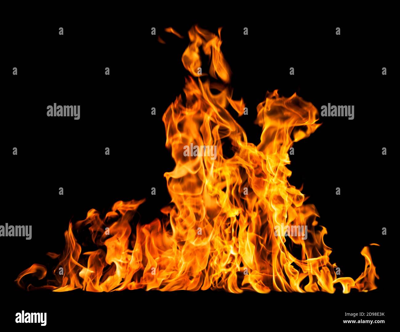 Orange fire flames on a black background Stock Photo - Alamy