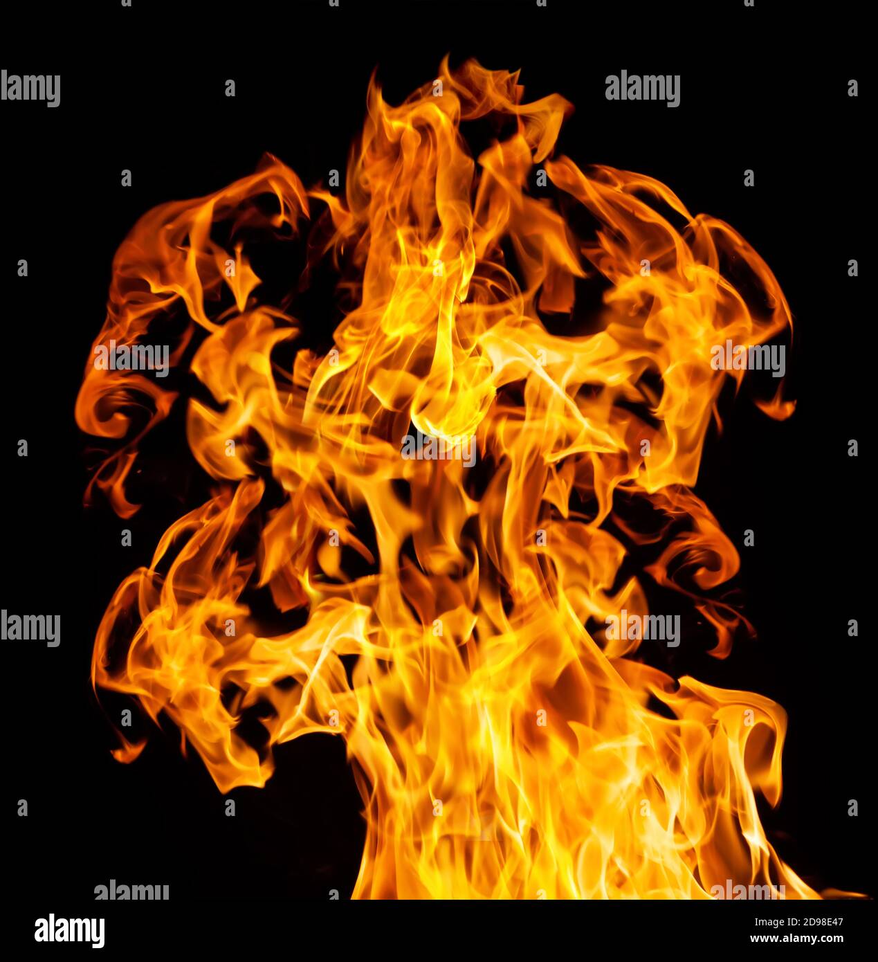 Orange fire flames on a black background Stock Photo - Alamy
