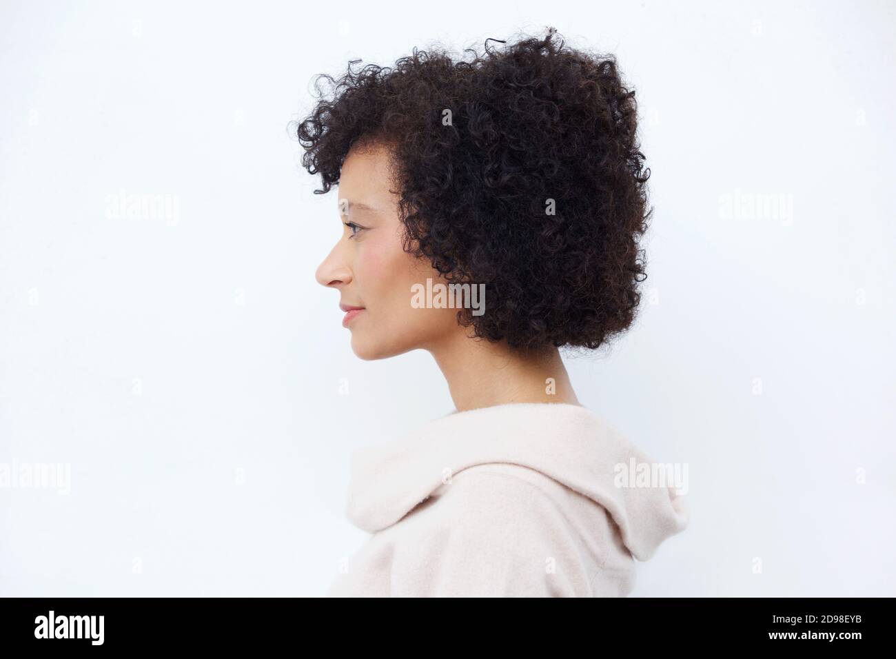Close up side portrait of attractive older african american woman ...