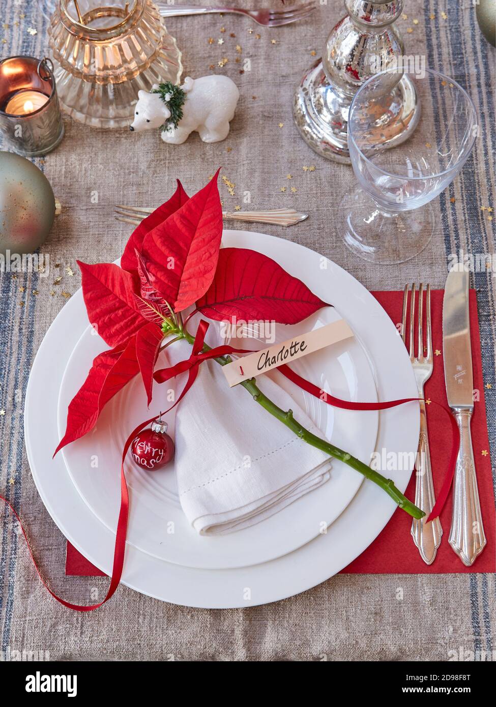 Christmas place setting UK AND IRISH RIGHTS ONLY Contact office for additional territory rights Stock Photo