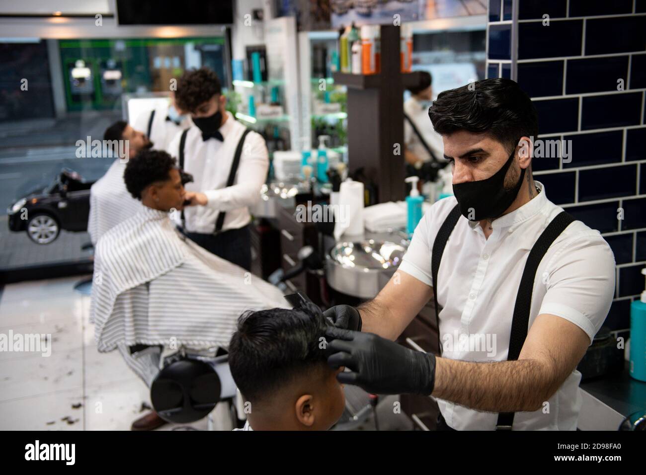 Hair Dressers At Turkish Barbers Club In Kings Heath Birmingham Ahead Of A National Lockdown For England From Thursday Stock Photo Alamy Hair Dressers At Turkish Barbers Club In Kings Heath Birmingham Ahead Of A National Lockdown For England From Thursday Stock Photo Alamy