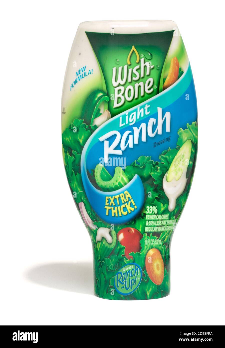 Squeeze bottle of WishBone light ranch dressing photographed on a