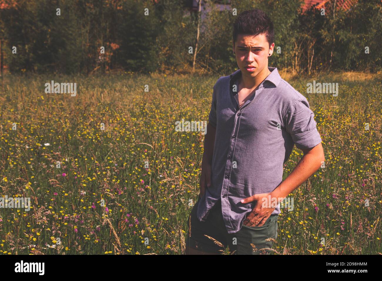 Male model posing outdoor hi-res stock photography and images - Alamy