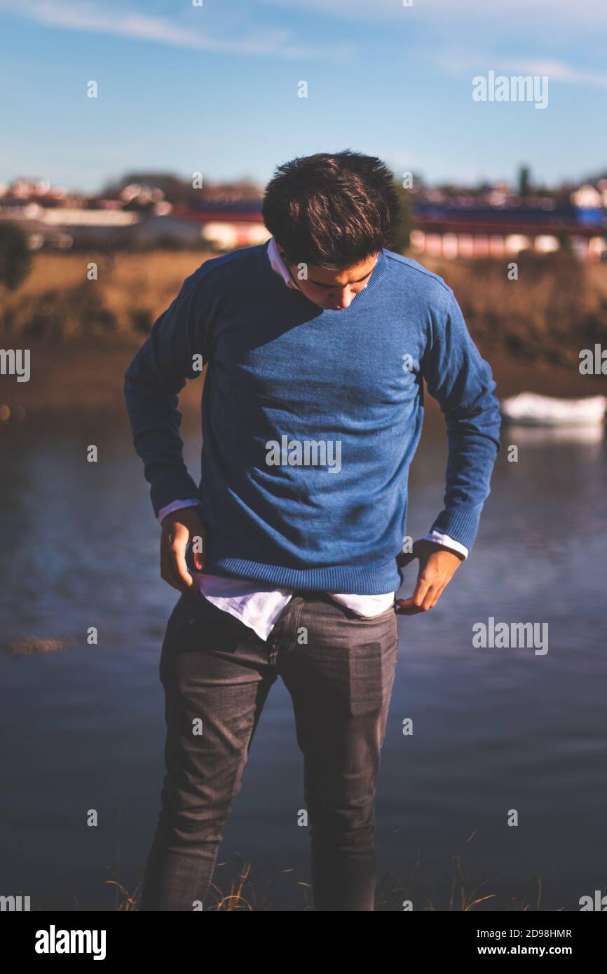 Male model posing outdoor hi-res stock photography and images - Alamy