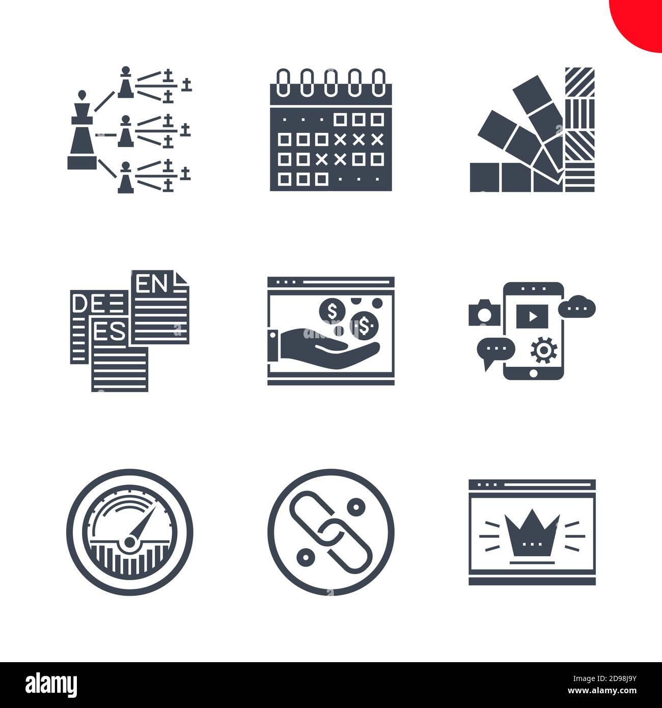 Seo and web opimization icons set Stock Vector