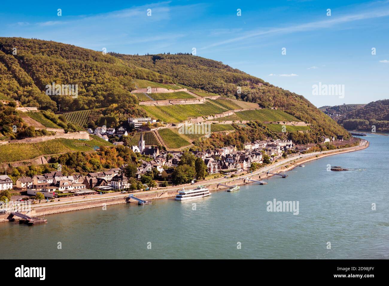 View over the Rhine to Assmannshausen, Hesse, Germany, Europe Stock ...