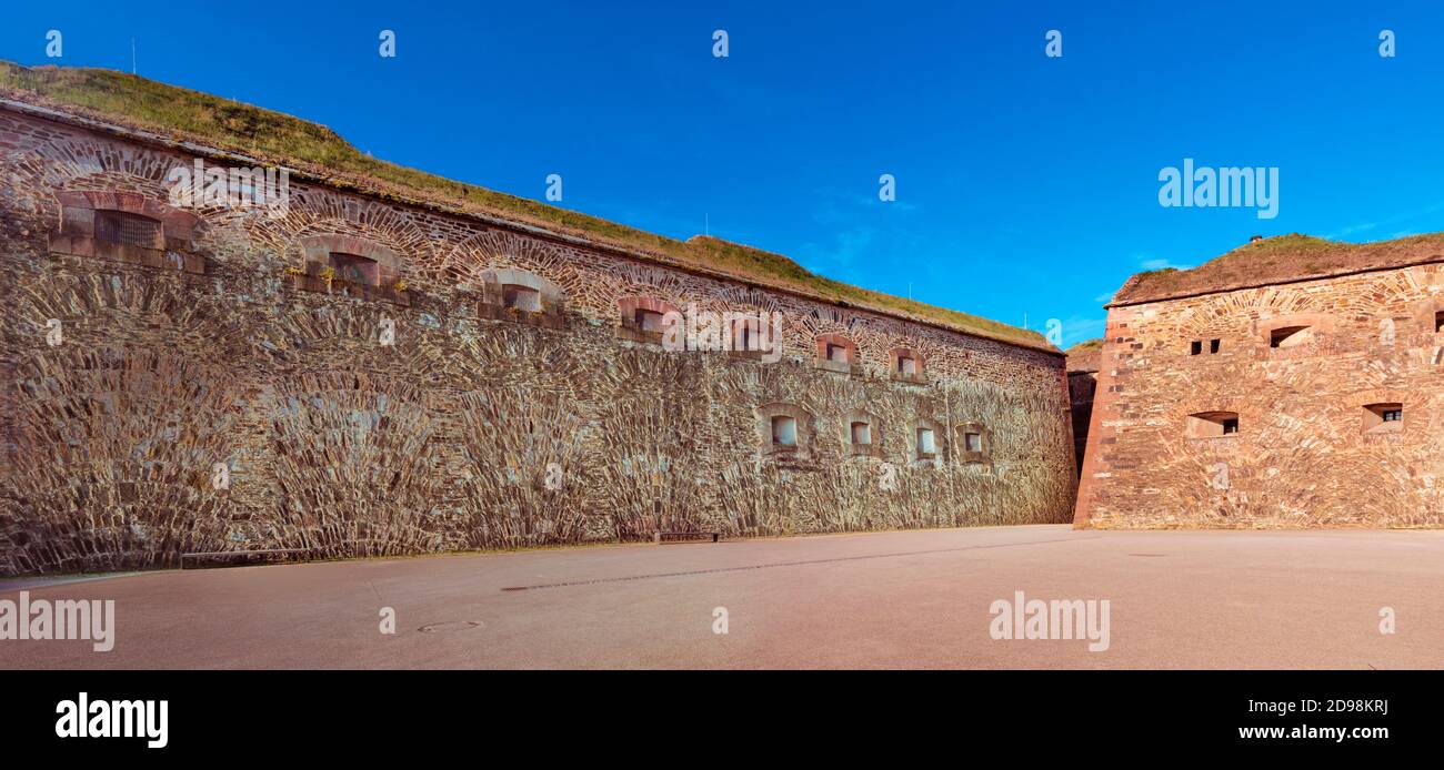 Ramparts as seen from inside of Ehrenbreitstein fortress, Koblenz, Upper Middle Rhine Valley (UNESCO World Heritage List, 2002), Rhineland-Palatinate, Stock Photo