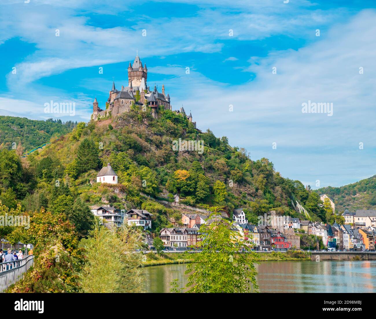 Reichsburg Cochem, Cochem Imperial castle, landmark on a mountain peak 100 meters above the town of Cochem, Mittelmosel, Moselle, Rhineland-Palatinate Stock Photo