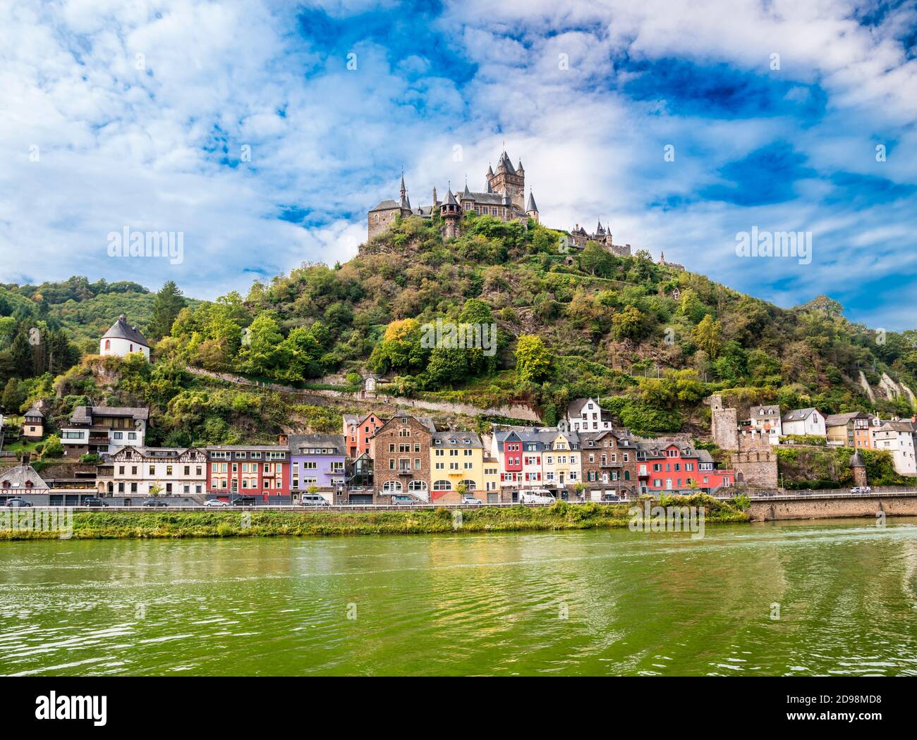 Reichsburg Cochem, Cochem Imperial castle, landmark on a mountain peak 100 meters above the town of Cochem, Mittelmosel, Moselle, Rhineland-Palatinate Stock Photo