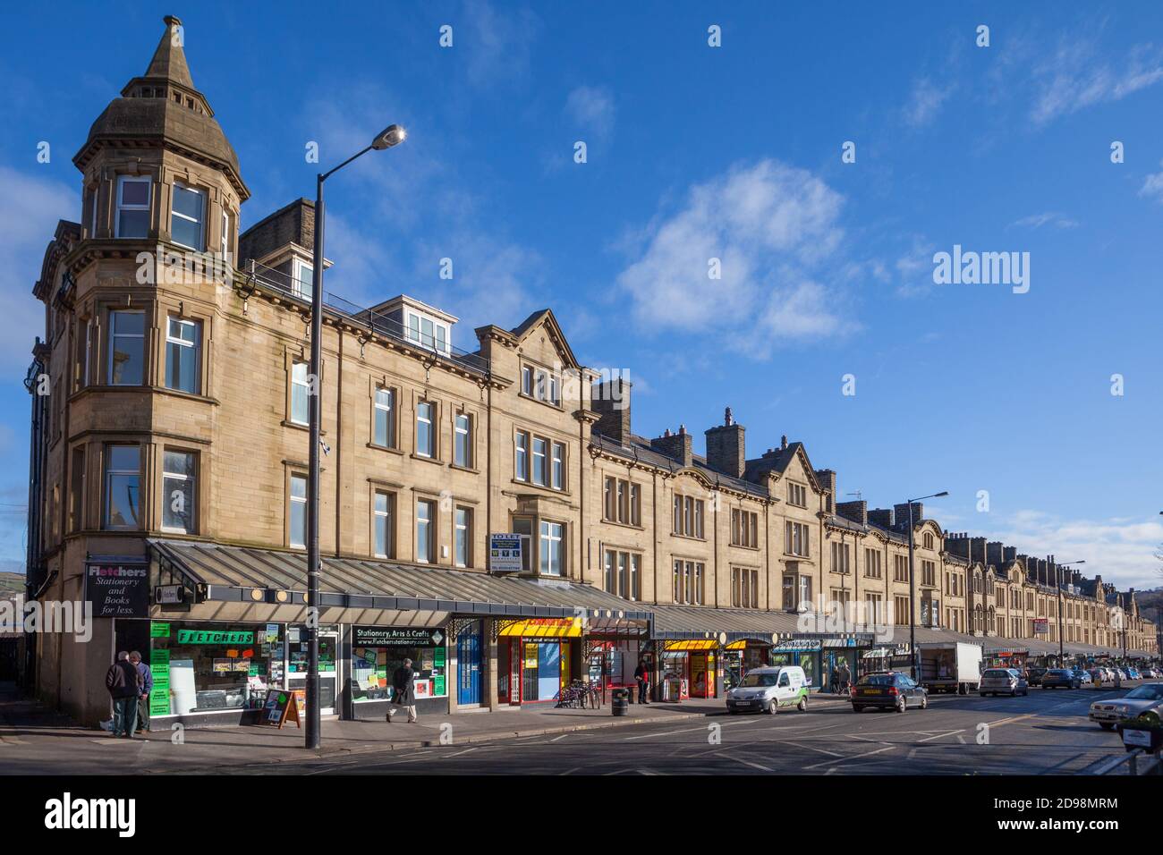 Cavendish Street in Keighley, West Yorkshire, and Edwardain terrace and one  of the main shopping streets in the town Stock Photo - Alamy