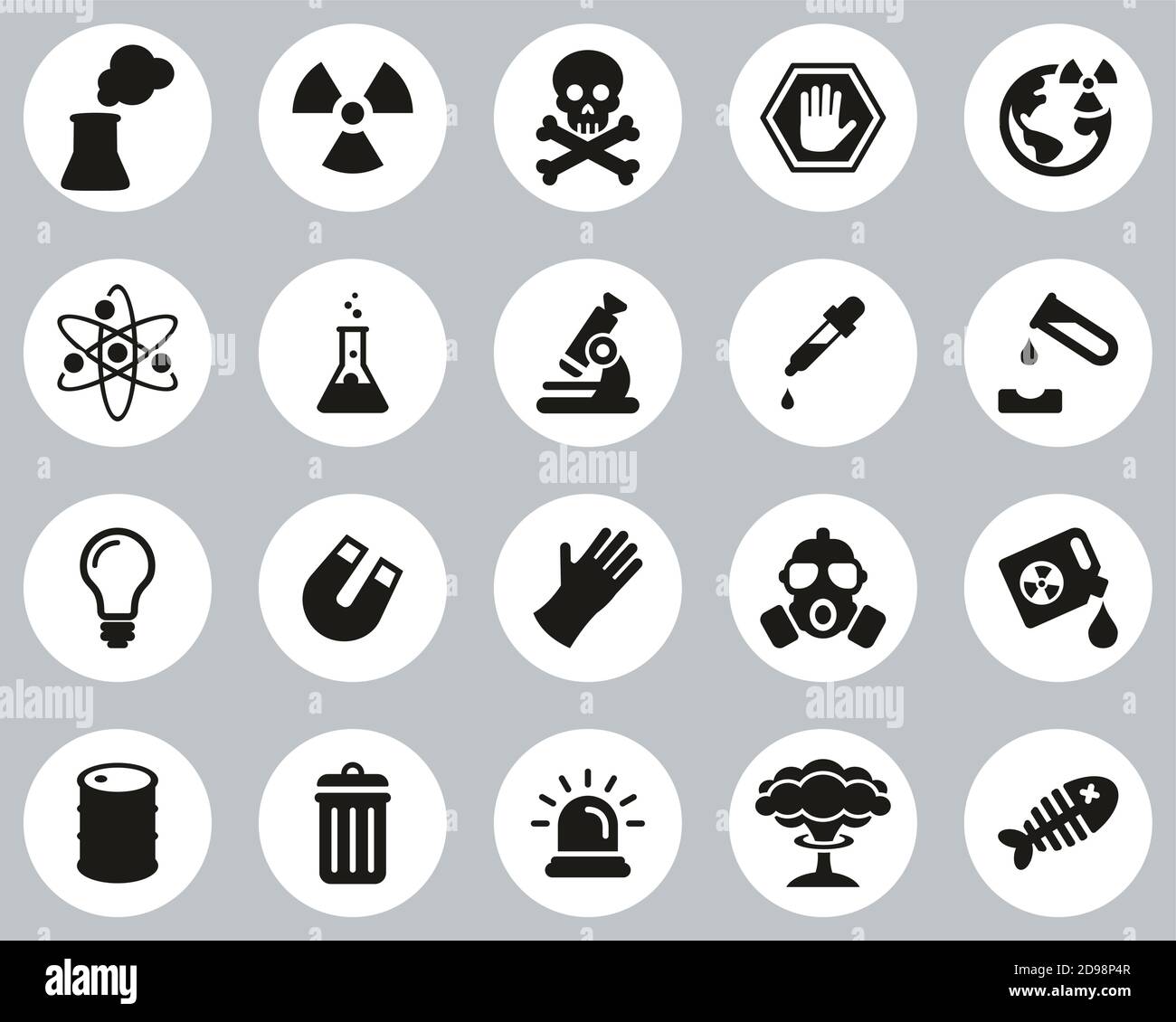 Nuclear Power Plant Icons Black & White Flat Design Circle Set Big ...