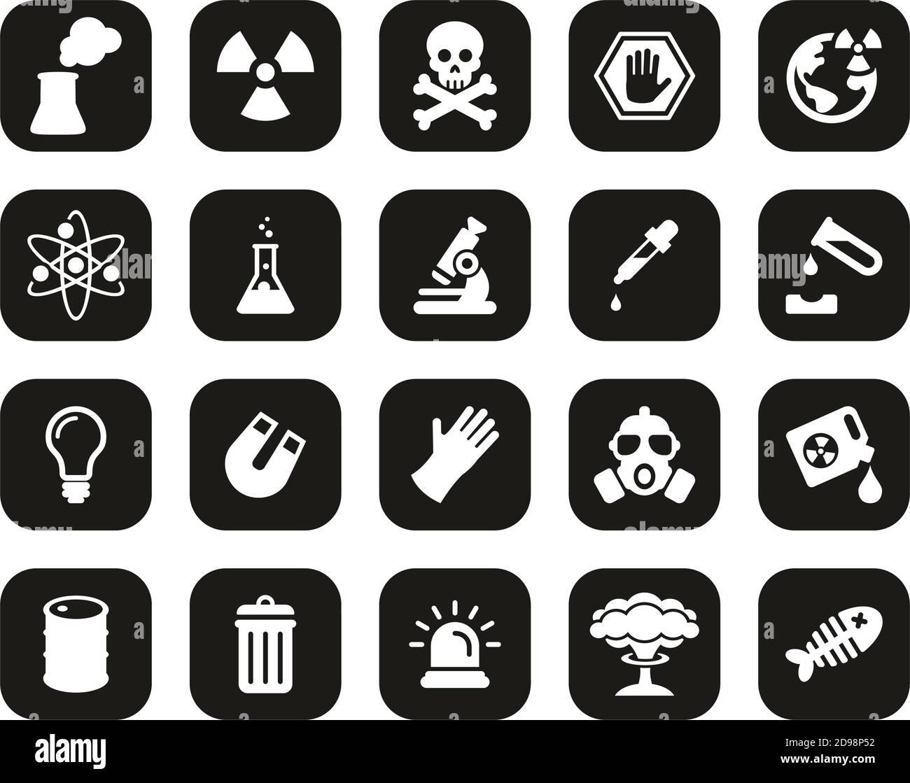 Nuclear Power Plant Icons White On Black Flat Design Set Big Stock ...