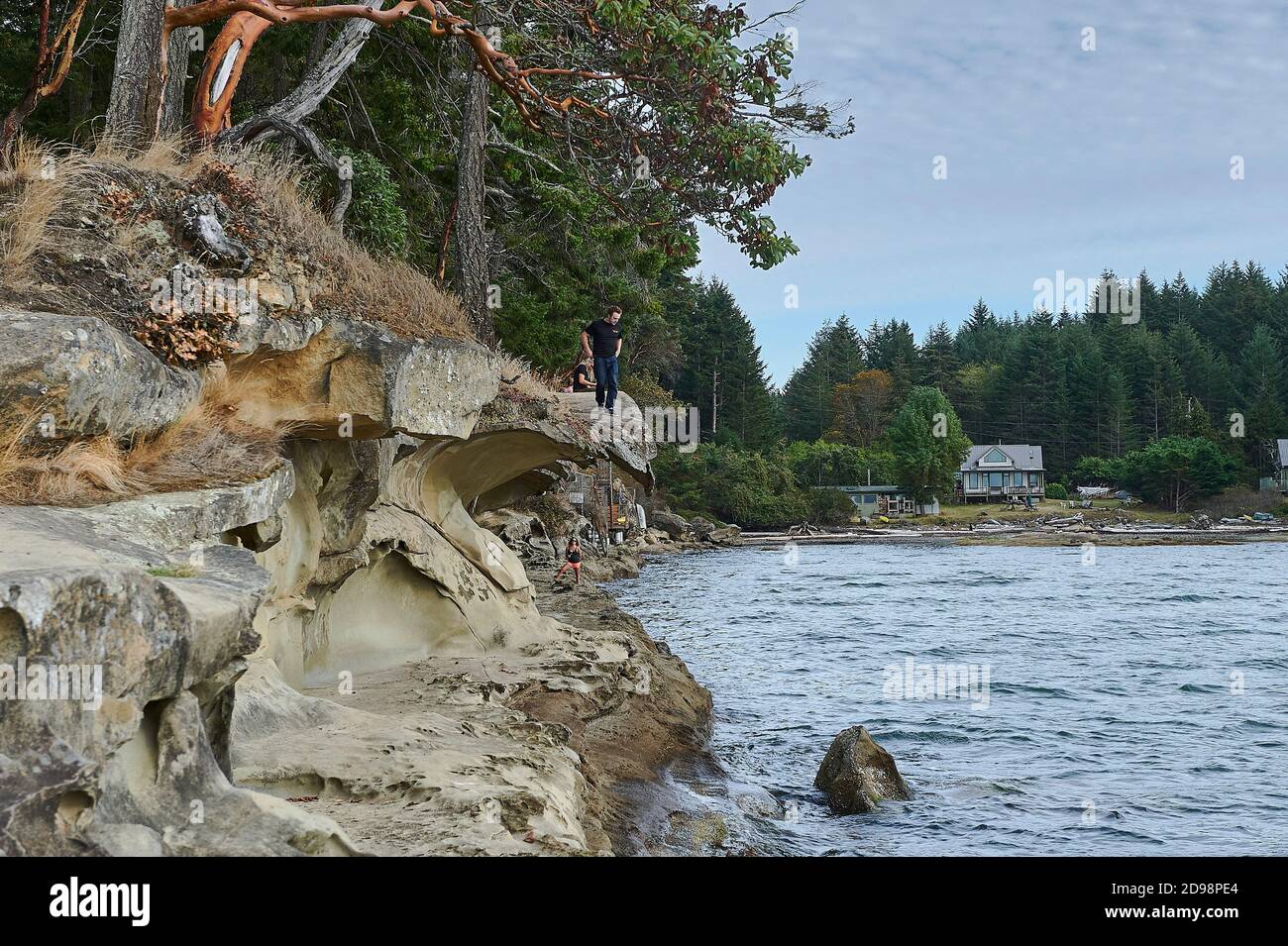 Wave like sandstone rock formations, Malaspina Galleries, Gabriola Island, BC, Canada Stock Photo
