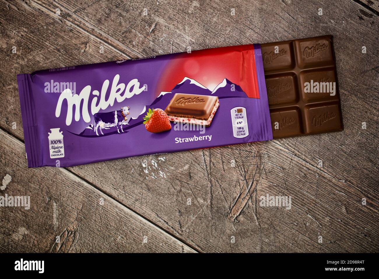 Milka Strawberry Yoghurt Chocolate Bar Stock Photo Alamy