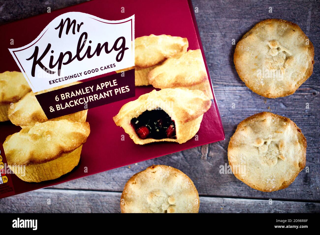 Mr Kipling Apple & Blackcurrant Pies Stock Photo - Alamy