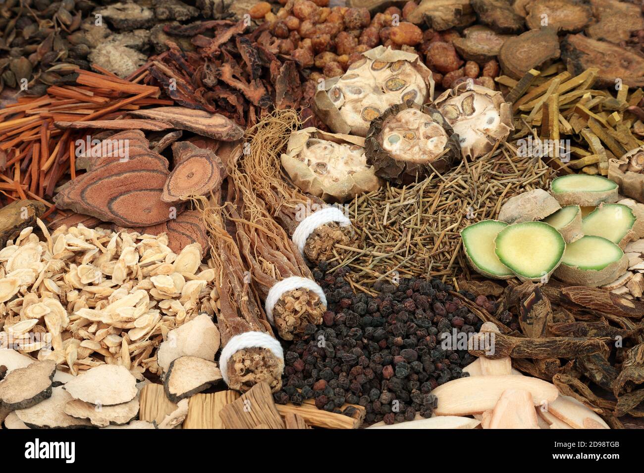 Traditional Chinese herbs & spice used in herbal medicine with herbs