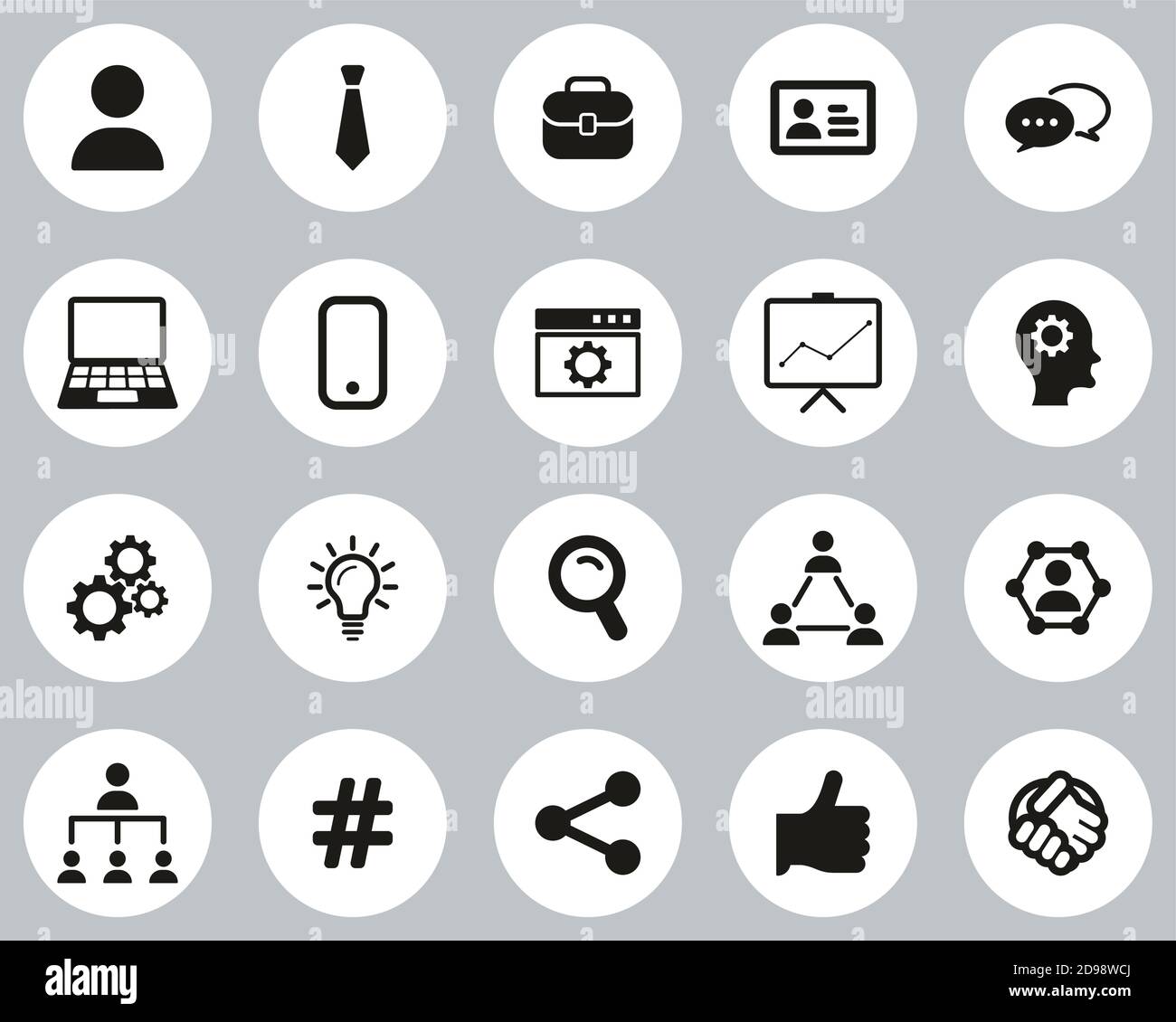 Office Worker Icons Black & White Flat Design Circle Set Big Stock ...